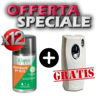 Kit 12 bombolette insetticida Kenyasafe PY PLUS + Erogatore Evolution