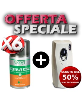 Kit 6 bombolette insetticida Kenyasafe Extra + Erogatore Evolution