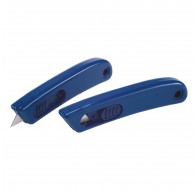 Cutter monouso detectabile - con lama retraibile - 11 x 2,5 cm - PP - blu
