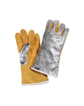 Guanti anticalore in crosta, dorso alluminizzato Cm 35 - 50