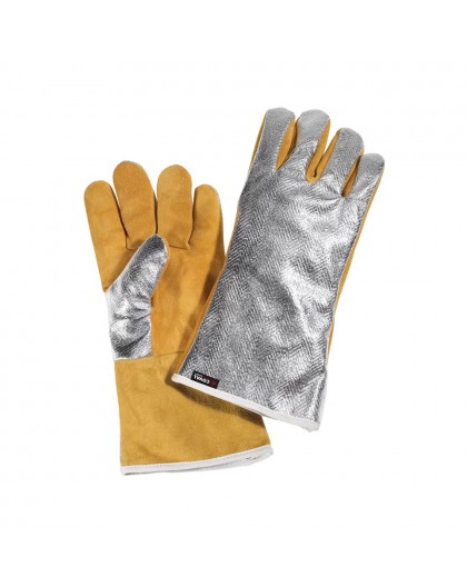 Guanti anticalore in crosta, dorso alluminizzato Cm 35 - 50