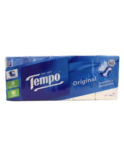 TEMPO Fazzoletti in carta 4 veli. 10 Confezioni da 9 pz.
