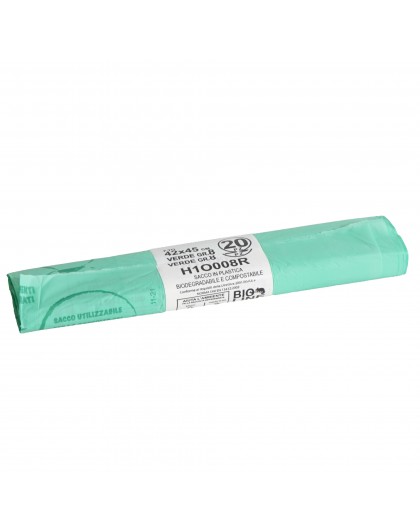 Sacchi bio - 42x45 cm - 10 L - 16 micron – verde -  conf. 20 pezzi