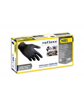 Conf. da 100 Guanti in NITRILE Reflexx 81 NERI senza polvere