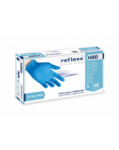 Conf. da 100 Guanti in NITRILE Reflexx 80 senza polvere