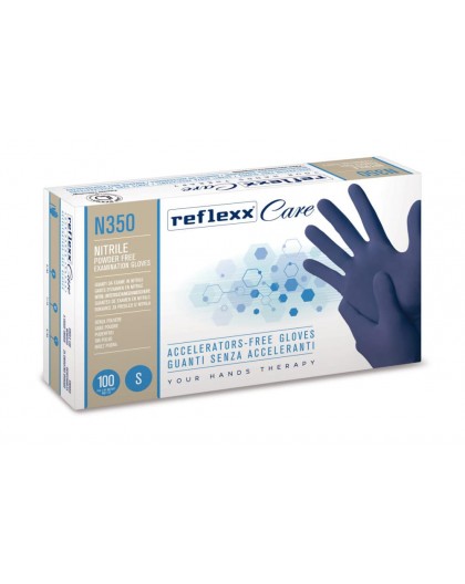 Conf. da 100 Guanti in NITRILE Reflexx Care N350 SENZA ACCELERANTI senza polvere