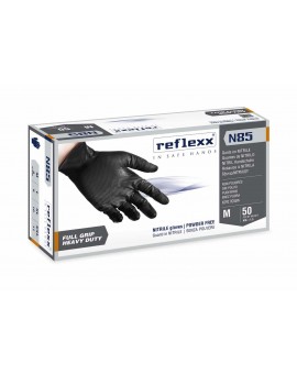 Conf. da 50 Guanti in NITRILE nero FULL GRIP Reflexx N85 senza polvere