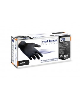 Conf. da 100 Guanti in NITRILE Reflexx 78 NERO senza polvere