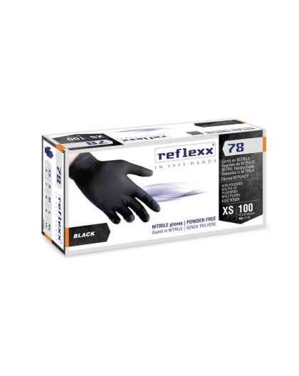 Conf. da 100 Guanti in NITRILE Reflexx 78 NERO senza polvere