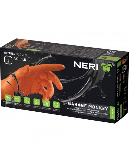 Conf. da 50 guanti in NITRILE Arancio GARAGE MONKEY senza polvere