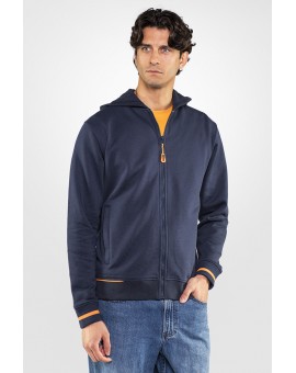 Felpa con cappuccio Run zip intera in cotone e poliestere