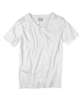 T-Shirt scollo a V bianca PIXEL V 100% cotone