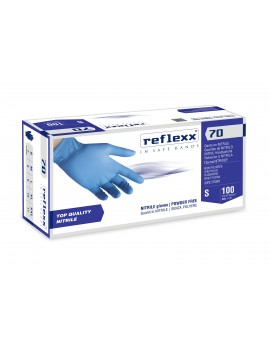 Guanti in NITRILE Reflexx 70 Azzurro senza polvere Cat. 3 confezione da 100 pz.