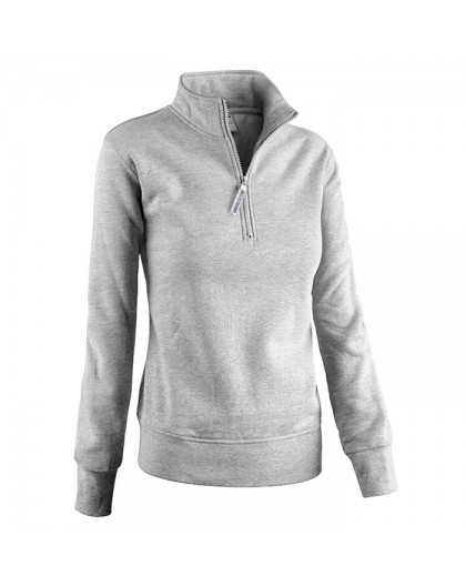 Felpa donna mezza zip STRIKE grigio melange
